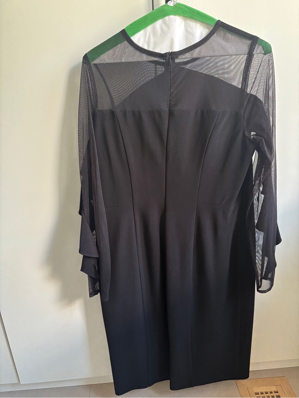 Black Ruffle Mesh-Sleeve Dress - Picture 4 of 5